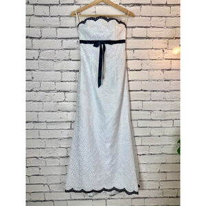 Jessica McClintock Gunne Sax Lace Strapless Maxi Dress White Juniors 3 1990’s